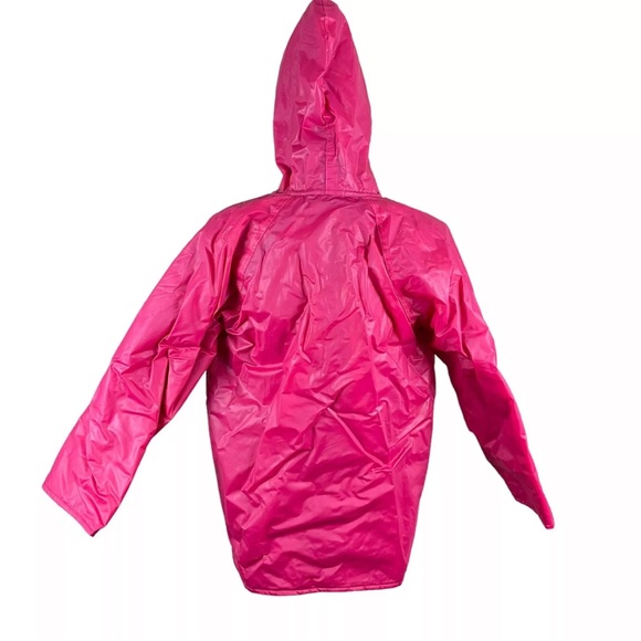 Vintage Charles River Pink Rain Coat Girls Fleece Lined Snaps Sz M 10-12 - Picture 2 of 6